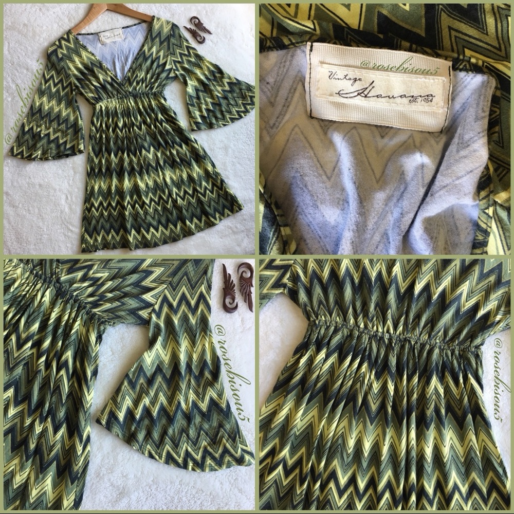 {VINTAGE HAVANA} Retro Mod Trumpet Sleeve V-Neck - Picture 6 of 7